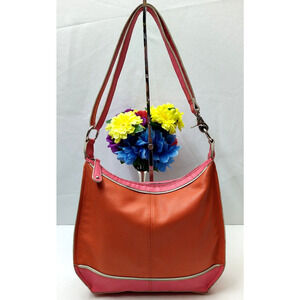 Tignanello Orange Pink Leather Convertible Zipper Crossbody Shoulder Bag